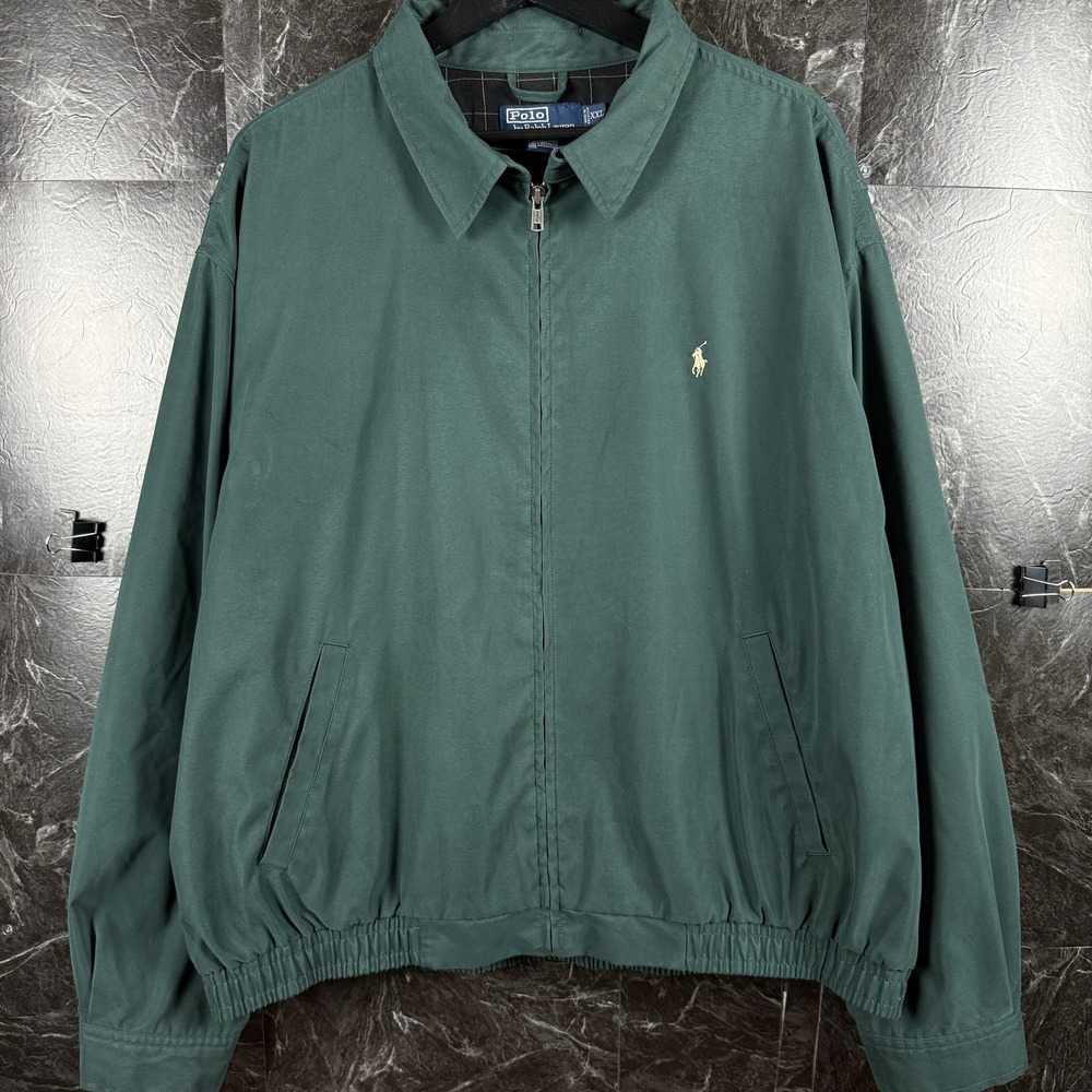 Polo Ralph Lauren Men's Green Plaid Bi Packable Harrington Jacket 2XL